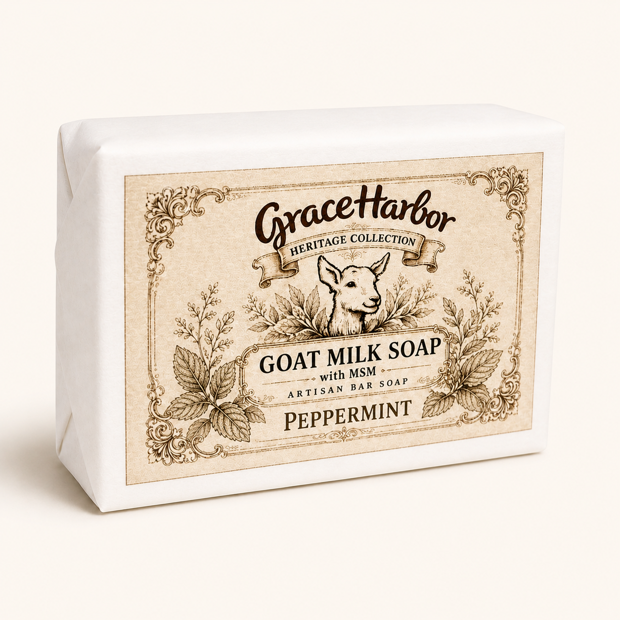 Grace Harbor Goat Milk Soap with MSM Peppermint artisan bar soap