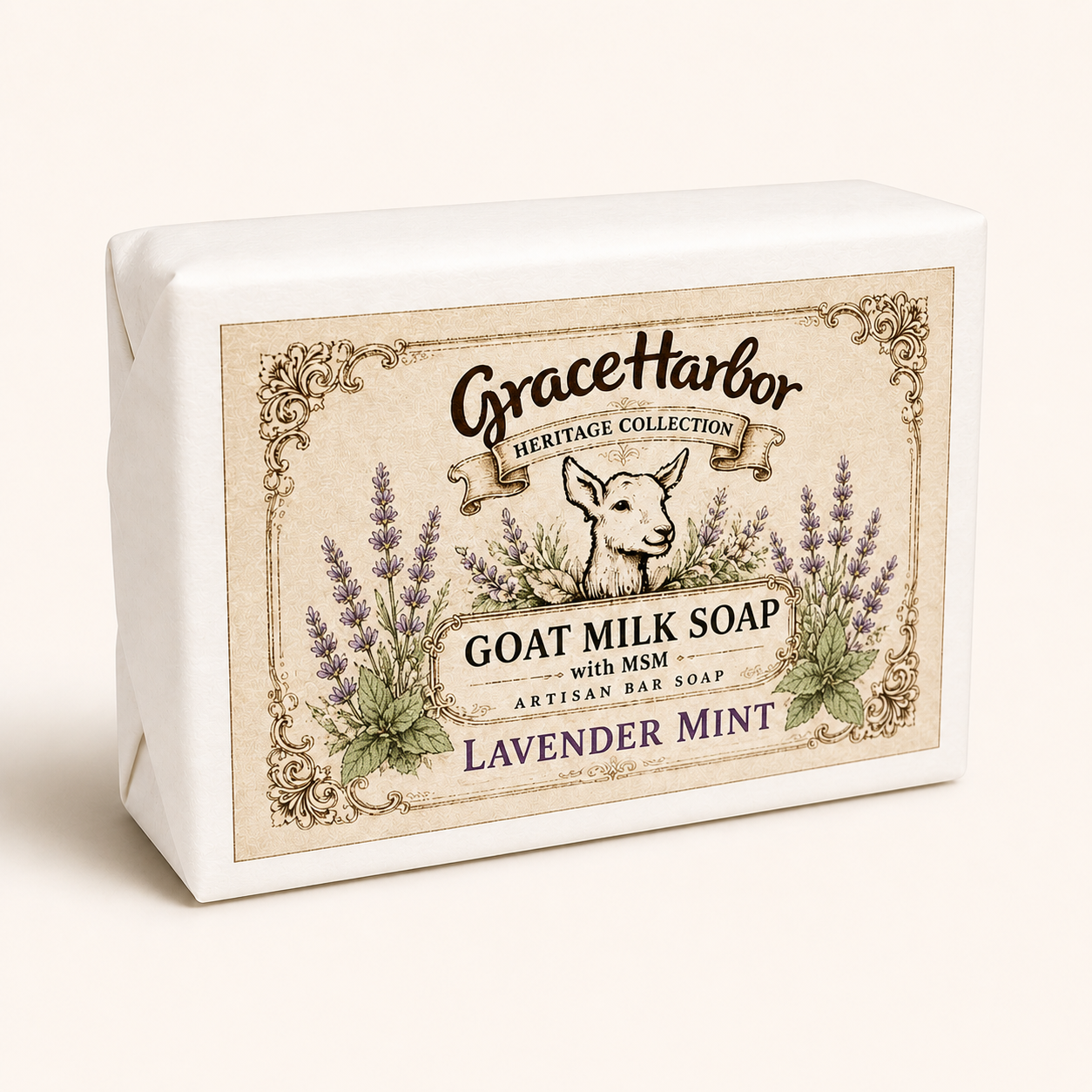 Grace Harbor Goat Milk Soap with MSM Lavender Mint artisan bar soap
