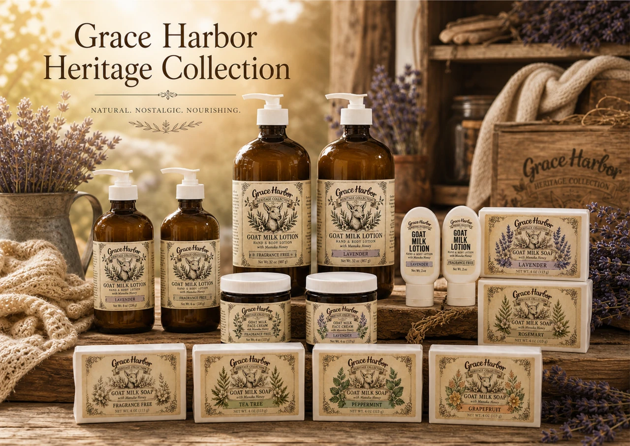 Grace Harbor Heritage Collection goat milk lotions creams and soaps