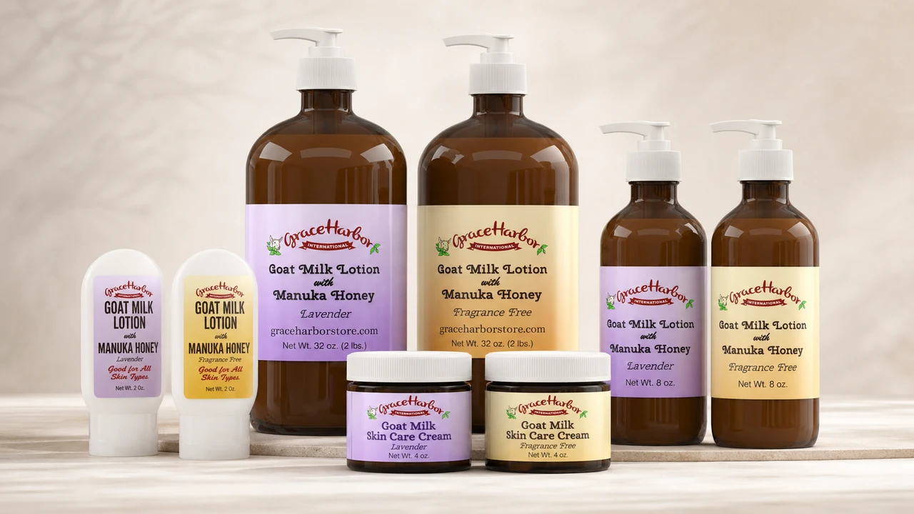 Grace Harbor previous-label goat milk lotion and face cream luxury overstock sale