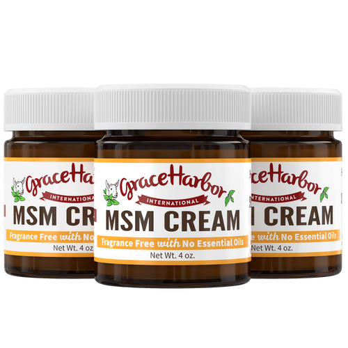 Fragrance-Free MSM Cream 4 oz glass jar Buy 2 Get 1 Free bundle