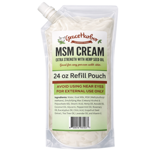 Extra Strength MSM Cream 24 oz refill pouch by Grace Harbor