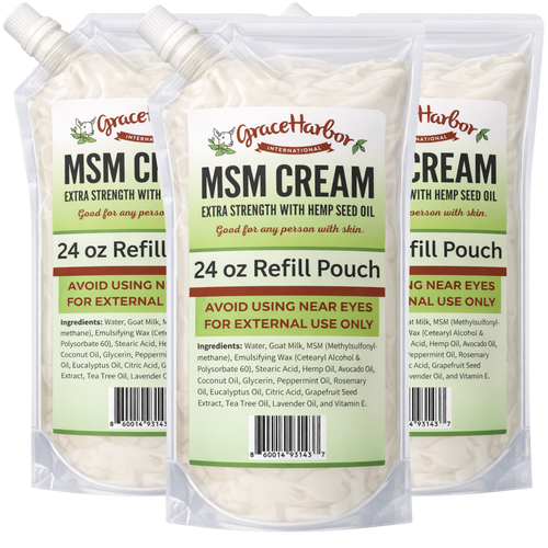 Main image of Extra Strength MSM Cream in 24 Ounce refill pouch.