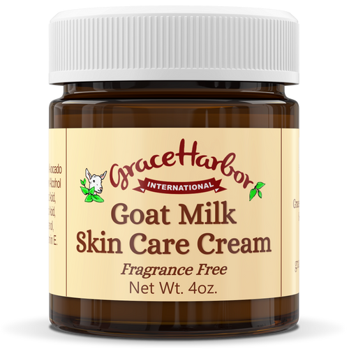 Grace Harbor Goat Milk Fragrance Free Skin Care Cream, 4 Ounce Glass Jar