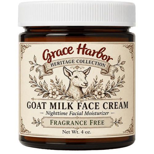 Grace Harbor Goat Milk Fragrance Free Skin Care Cream, 4 Ounce Glass Jar