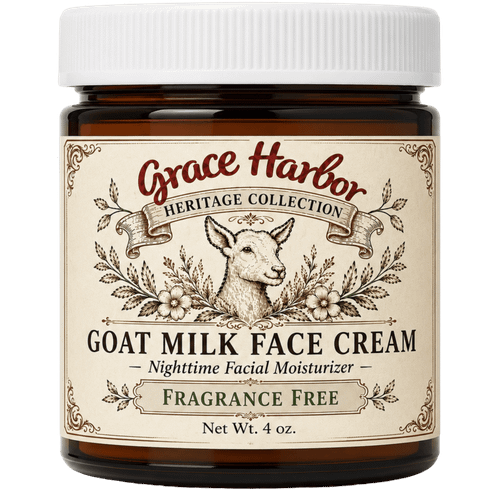 Grace Harbor Goat Milk Fragrance Free Skin Care Cream, 4 Ounce Glass Jar