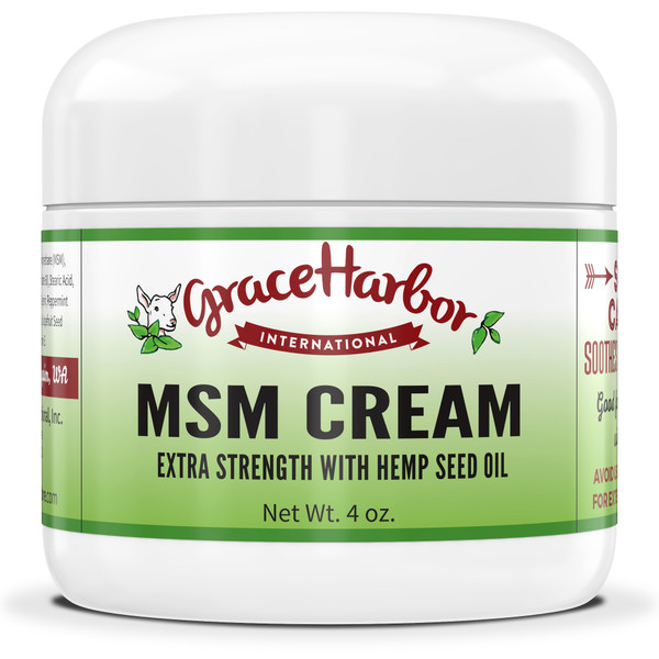 Extra Strength MSM Cream 4 oz plastic jar by Grace Harbor