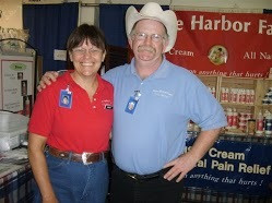 Tim and Grace Lukens at a Grace Harbor International booth featuring MSM cream products