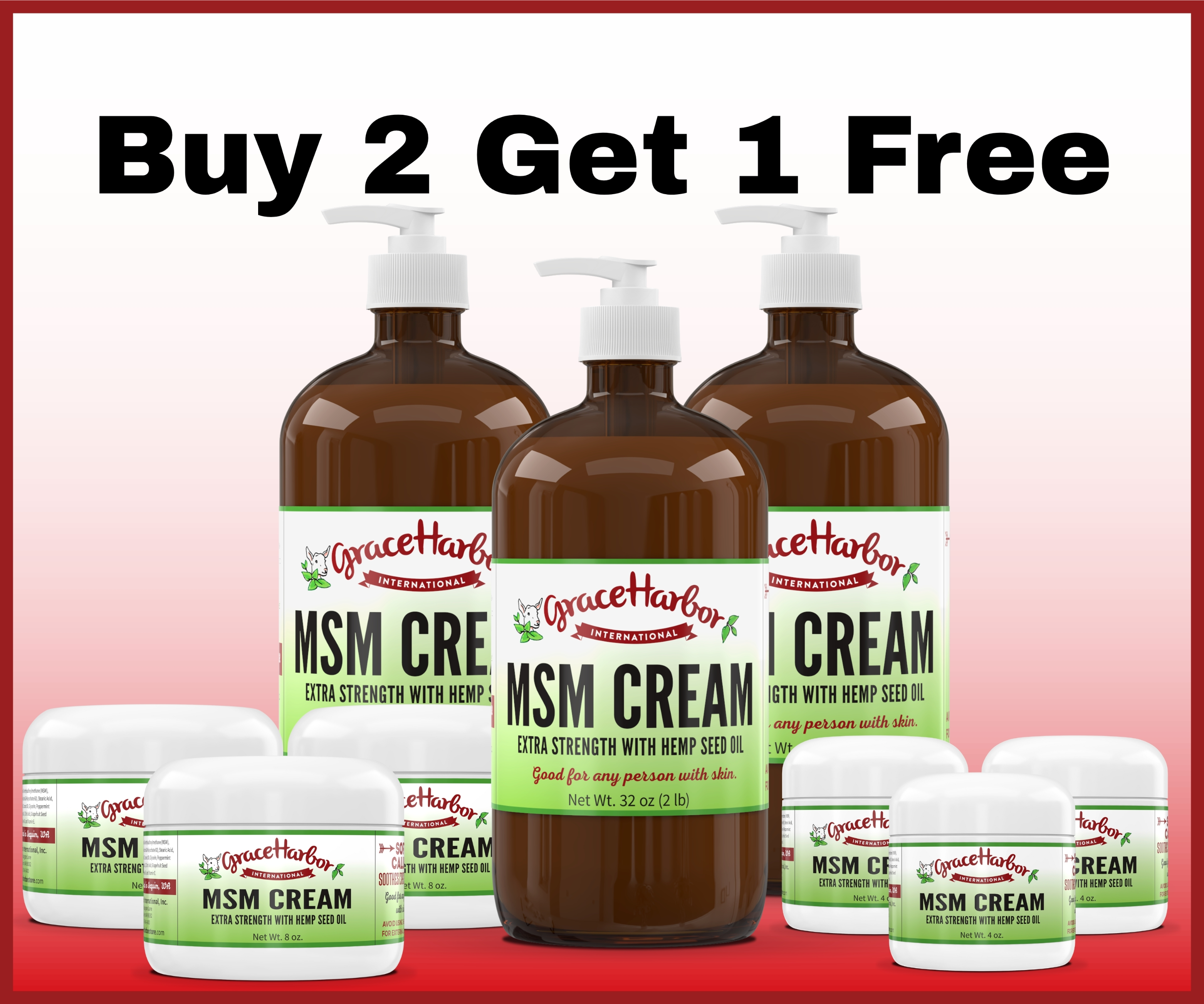 Buy 2 Get 1 Free MSM Cream deal – goat milk cream with MSM for natural support of joints, muscles, and skin comfort