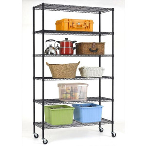 Heavy Duty 6-Shelf Adjustable Metal Shelving Rack with Casters Q280-NTADBKCH198421