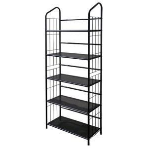 5-Tier Bookcase Storage Shelves Rack in Black Metal Q280-OI5TMB6822
