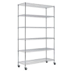 Heavy Duty 6-Shelf Metal Storage Rack Shelving Unit with Casters Q280-CASR19868915