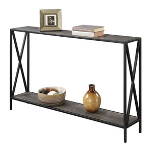Weathered Grey Wood Console Sofa Table with Bottom Shelf and Metal Frame Q280-WGLRCT159857581