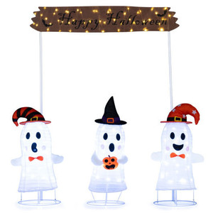 4 Pieces Halloween Decoration Pop up Ghosts with Gate and LED Lights B593-CM25125US