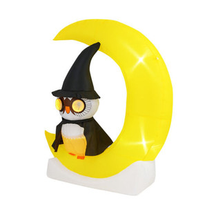 Inflatable Owl on Moon LED Lighted Halloween Decoration with Large Moon and Wizard Owl B593-CM24939US