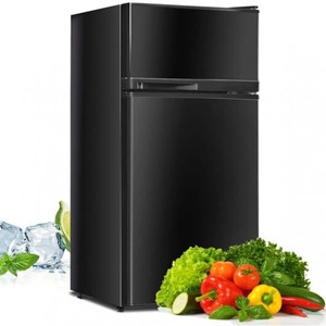 2 Doors Cold-rolled Sheet Compact Refrigerator-Black - Color: Black D681-EP22756US-BK