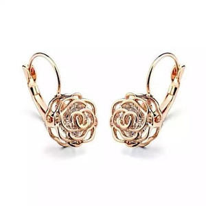 ROSE IS A ROSE 18kt Rose Crystal Earrings In White Yellow And Rose Gold Plating F369-3150327813