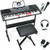 61-Key Portable Electronic Keyboard Piano with Stand and Stool - Color: Black D681-MU70009