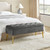 Mid-Century Modern End of Bed Storage Bench with Gray Velvet Seat and Gold Legs Q280-GRKUFSB149236851