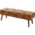 Mid-Century End of Bed Bench with Brown Leather Upholstered Seat Solid Wood Legs Q280-FLYBS792583641