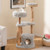 Solid Wood Cat Tower with Top Cattail Basket Cat Bed-Gray - Color: Gray D681-PV10101GR