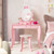 Kid Vanity Table Stool Set with Oval Rotatable Mirror-Pink B593-HY10089