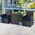 3-Piece Patio Furniture Outdoor Dining Set Brown PE Rattan Navy Blue Cushions Q280-BLMBTPDS198974721