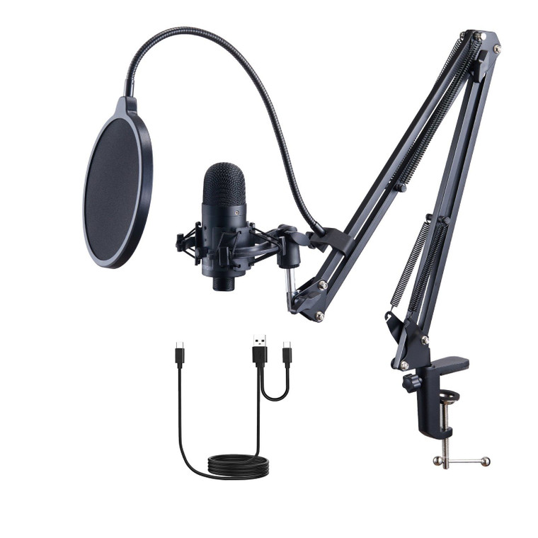  USB Microphone, 192kHz/24-bit, Professional Condenser Microphone Kit, with Boom Arm Stand Pop Filt E415-DBMKFDRMKFBDKL3E6V9