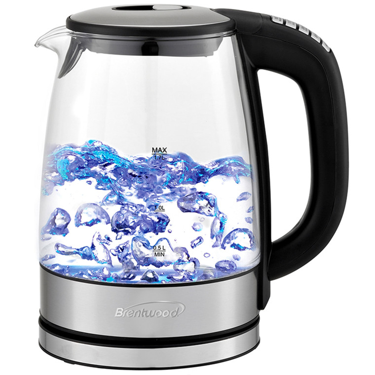 Brentwood Glass 1.7 Liter Electric Kettle with 6 Temperature Presets in Black D970-KT-1982DBK