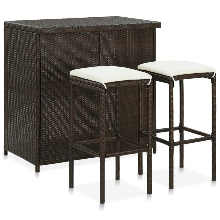  Bar Set Brown PE rattan, steel Large Bar Set Rectangular A949-313470