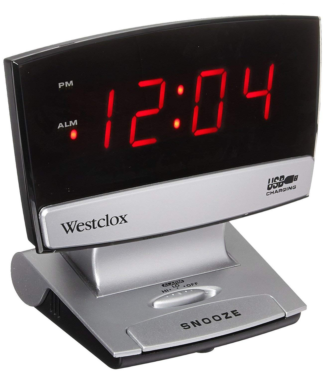 Westclox Screen Alarm With USB Charging Port, 0.9 Digital, LED Display