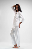 Long Sleeve Lace Trim Pajama Set-La Cera