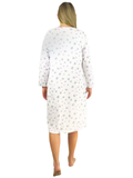 Lilac Floral Print Cotton Knit Gown-La Cera
