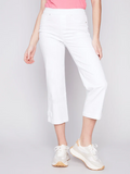 Cropped Pull-On Twill Pants with Hem Tab -Charlie B