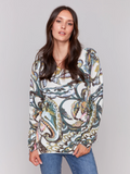 Printed V-Neck Sweater-Charlie B