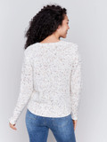 Knit V Neck Cream Multi Sweater-Charlie B 