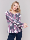 Printed V-Neck Sweater - Pastel-Charlie B 