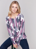 Printed V-Neck Sweater - Pastel-Charlie B 