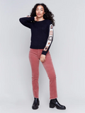 Sweater with Crochet Sleeves - Navy-Charlie B
