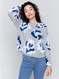 Fuzzy Floral Jacquard Knit Sweater-Charlie B