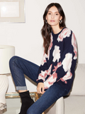 Fuzzy Floral Jacquard Knit Sweater-Charlie B