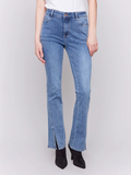 Bootcut Jeans with Front Slits - Medium Blue-Charlie B