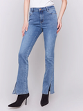 Bootcut Jeans with Front Slits - Medium Blue-Charlie B