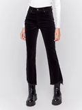 Bootcut Corduroy Pants with Asymmetrical Hem-Charlie B