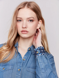 Embroidered Cuff Tencel Shirt - Denim-Charlie B