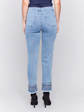 Embroidered Hem Jeans - Light Blue-Charlie B