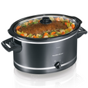  Slow Cooker, 8 qt Capacity, Manual Control, Black/Silver-Hamilton Beach