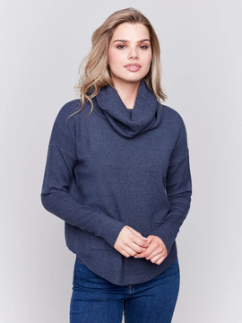 Sweater with Removable Scarf-Charlie B