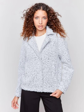 Heathered Short Boucle Moto Jacket-Charlie B 