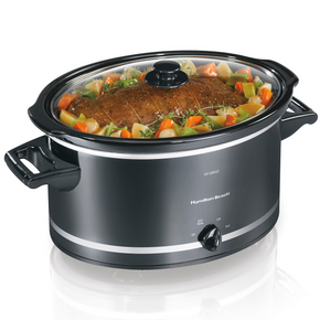 Slow Cooker, 8 qt Capacity, Manual Control, Black/Silver-Hamilton Beach Slow Cooker, 8 qt Capacity, Manual Control, Black/Silver-Hamilton Beach